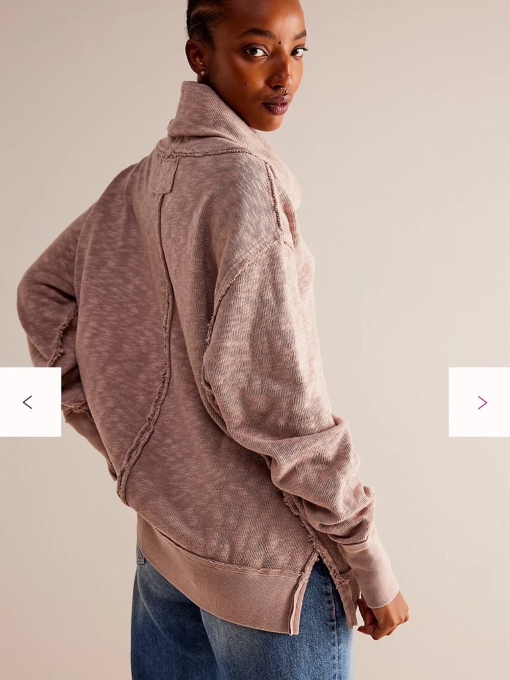WE THE FREE TIMMY TURTLENECK SWEATSHIRT OVERSIZED MEDIUM MAUVE PURPLE - Picture 2 of 11